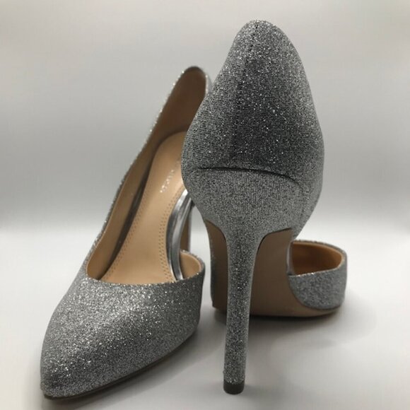 BCBGeneration Women's Silver Sparkly Pointed Toe D'Orsay Stilleto Pump Size 8 - Picture 4 of 10